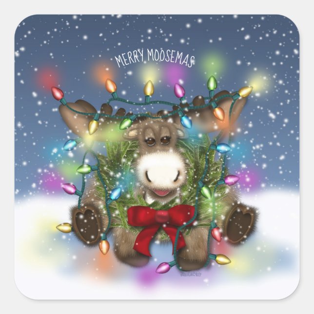 Pegatina Cuadrada Pegatinas de Moose Square navidades (Anverso)