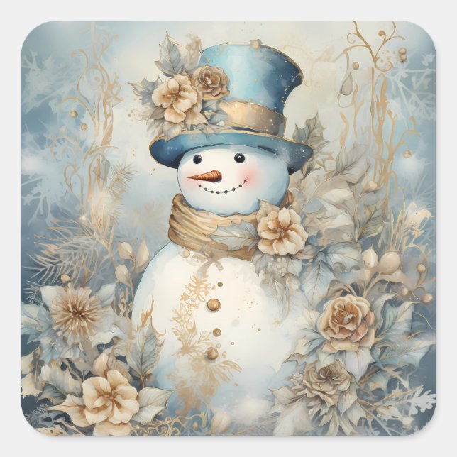 Pegatina Cuadrada Pegatinas de Navidad de época (Anverso)