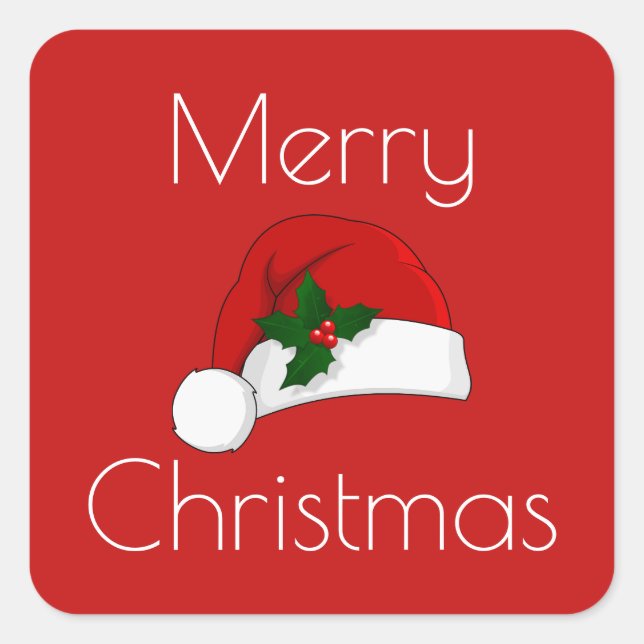 Pegatina Cuadrada Pegatinas de Navidad Santa Hat HAMbyWG (Anverso)