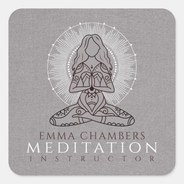 Pegatina Cuadrada Pegatinas de negocios de yoga de meditación (Anverso)