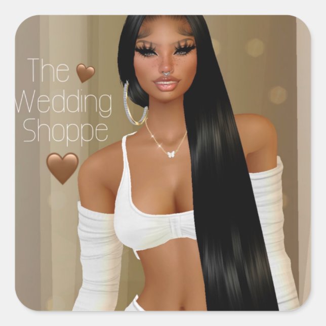 Pegatina Cuadrada Pegatinas de nenas azucareras marrones 5 (Anverso)