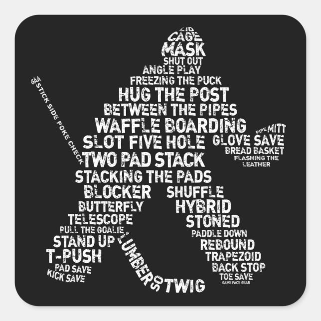 Pegatina Cuadrada Pegatinas de Netminder de hockey (Anverso)