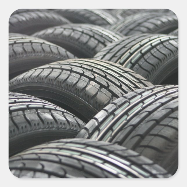 Pegatina Cuadrada Pegatinas de neumáticos nuevos (Anverso)