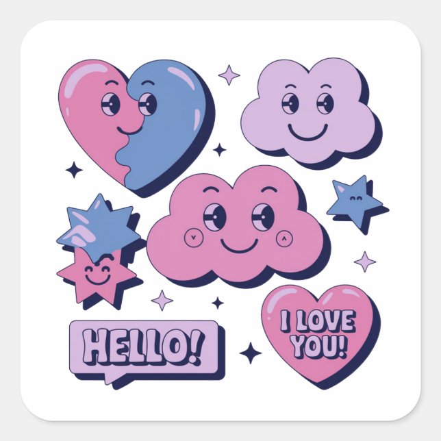 Pegatina Cuadrada Pegatinas de niñita (Anverso)