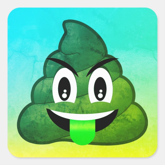 Pegatina Cuadrada Pegatinas de Ombre, Emoji de poop verde (Anverso)