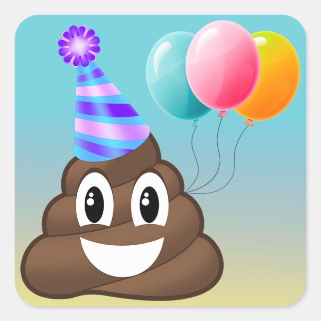 Pegatina Cuadrada Pegatinas de Ombre, Emoji del partido de cumpleaño (Anverso)