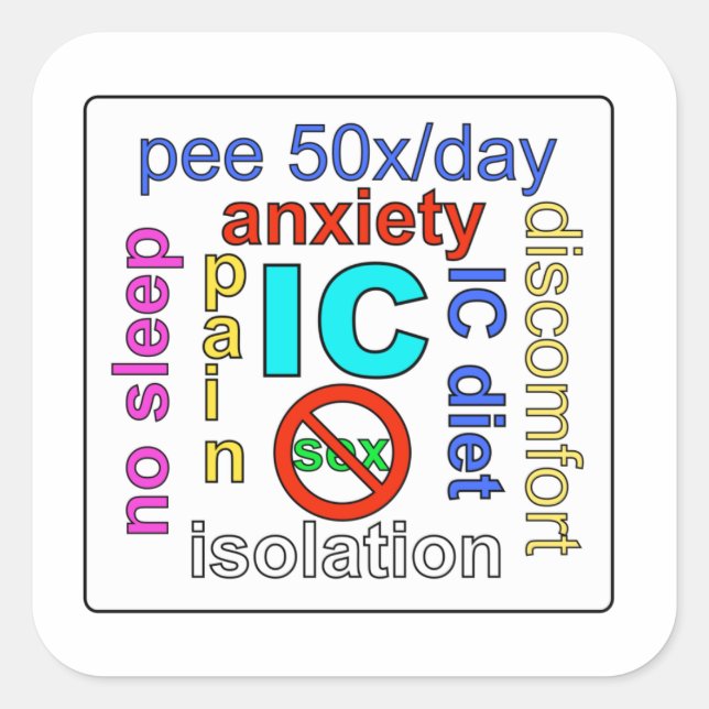 Pegatina Cuadrada PEGATINAS de palabras IC (Anverso)