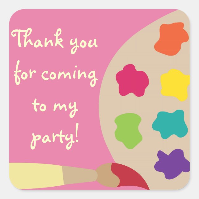 Pegatina Cuadrada Pegatinas de paleta de arte - rosa (Anverso)