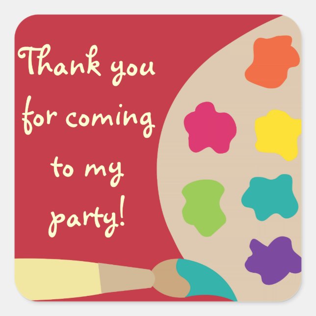 Pegatina Cuadrada Pegatinas de paletas de arte - Rojo (Anverso)