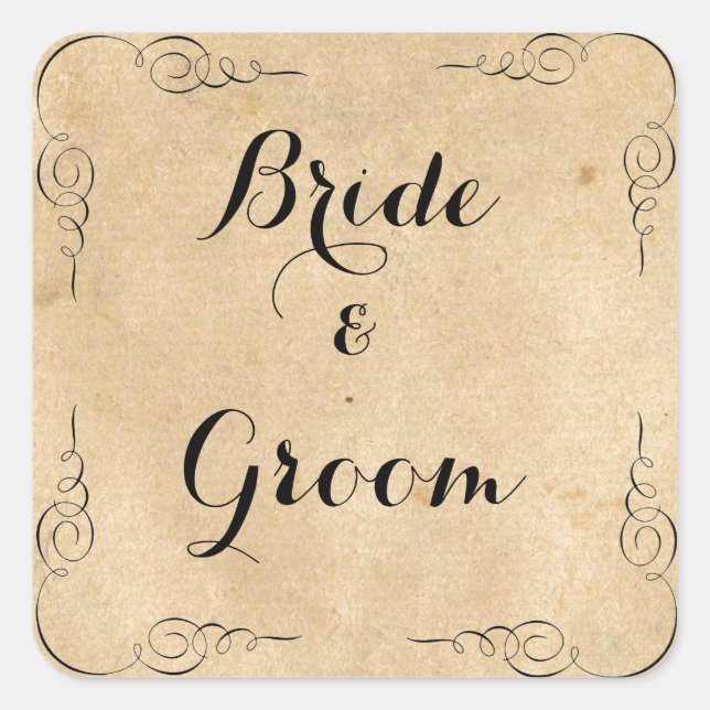 Pegatina Cuadrada Pegatinas de papel de Grunge Brown (Anverso)