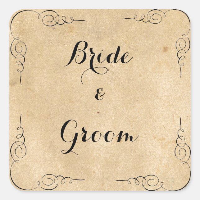 Pegatina Cuadrada Pegatinas de papel de Grunge Brown (Anverso)