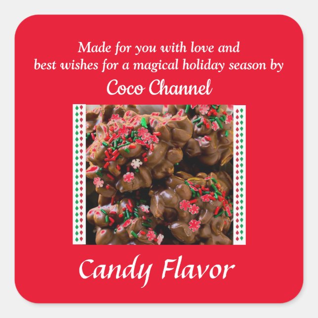 Pegatina Cuadrada Pegatinas de paquetes de Navidades caseros Candy (Anverso)