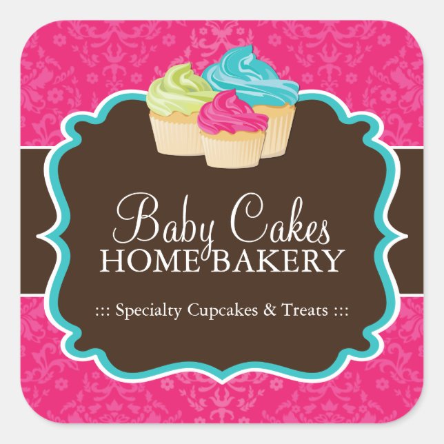 Pegatina Cuadrada Pegatinas de paquetes de panadería (Anverso)