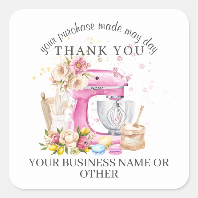 Pegatina Cuadrada Pegatinas de paquetes de panadería (Anverso)