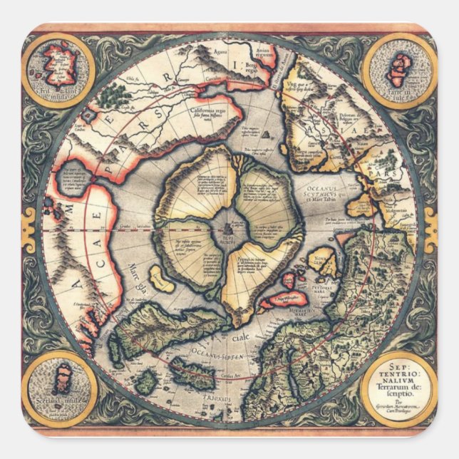 Pegatina Cuadrada pegatinas de parachoques magnéticos de mapa de la  (Anverso)