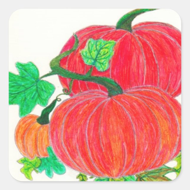 Pegatina Cuadrada Pegatinas de parches de calabaza (Anverso)