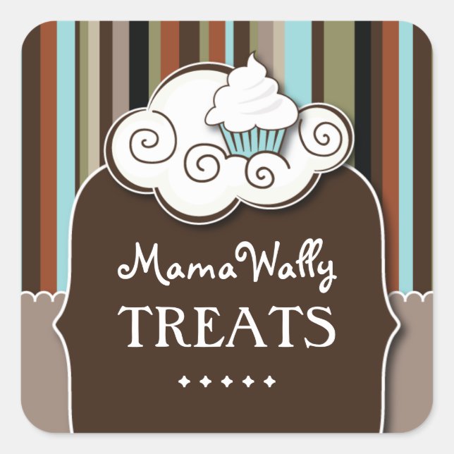 Pegatina Cuadrada Pegatinas de pastelería decorativa (Anverso)