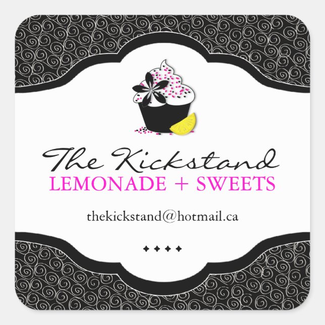 Pegatina Cuadrada Pegatinas de pasteles negrita (Anverso)