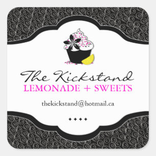 Pegatina Cuadrada Pegatinas de pasteles negrita