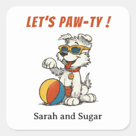 Pegatina Cuadrada Pegatinas de perro retro - Personalizado vendimiad