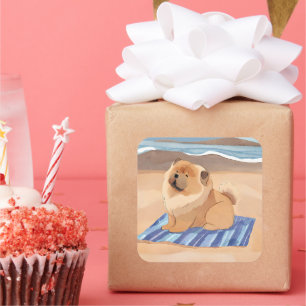 Pegatina Cuadrada PEGATINAS de perros de la SAND N' SEA Chow Chow
