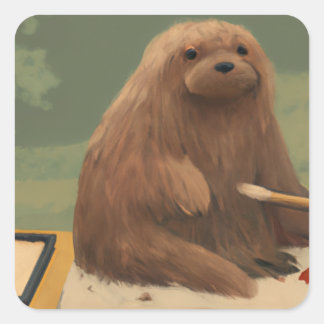 Pegatina Cuadrada pegatinas de perros peludos lindos