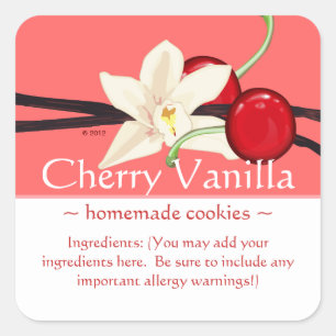 Pegatina Cuadrada Pegatinas de personalizable Square Cherry Vanilla