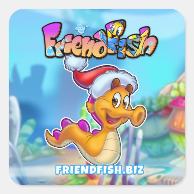 Pegatina Cuadrada Pegatinas de pescado personalizado Friend (Anverso)