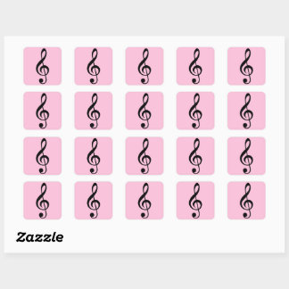 Pegatina Cuadrada Pegatinas de Pink Music Clef