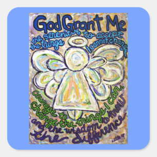 Pegatina Cuadrada Pegatinas de pintura de Serenity Prayer Angel Art