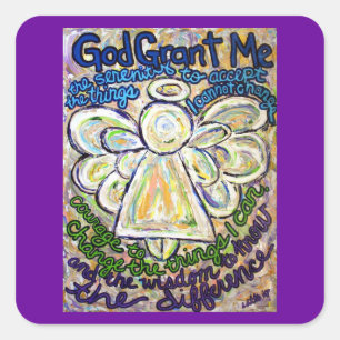 Pegatina Cuadrada Pegatinas de pintura de Serenity Prayer Angel Art