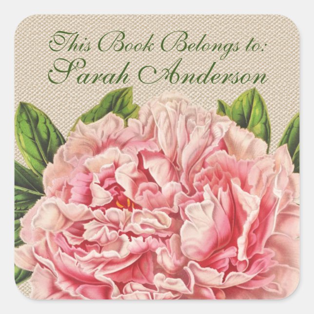 Pegatina Cuadrada Pegatinas de placas de libros antiguos a los que p (Anverso)