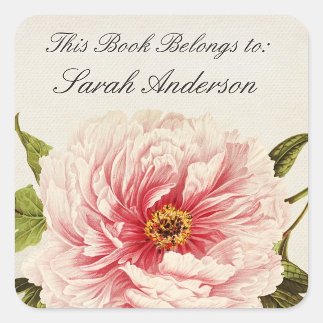 Pegatina Cuadrada Pegatinas de placas de libros antiguos a los que p (Anverso)