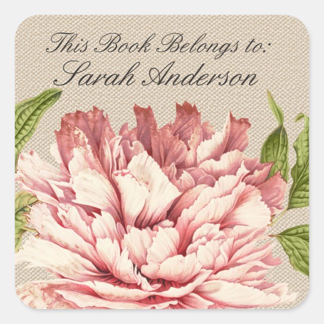 Pegatina Cuadrada Pegatinas de placas de libros antiguos a los que p (Anverso)