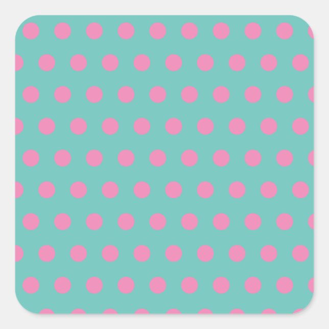 Pegatina Cuadrada Pegatinas de Polka Dot Square (Aqua & Pink) (Anverso)