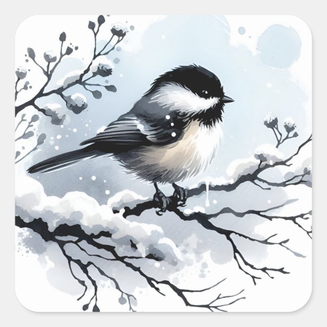 Pegatina Cuadrada Pegatinas de pollo (Anverso)