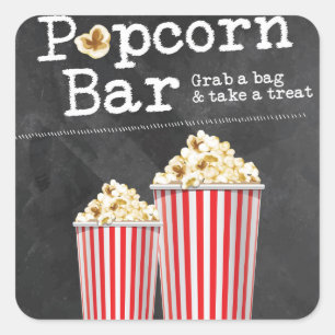 Pegatina Cuadrada Pegatinas de Popcorn Bar