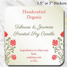 Pegatina Cuadrada Pegatinas de productos para velas o naves doradas 