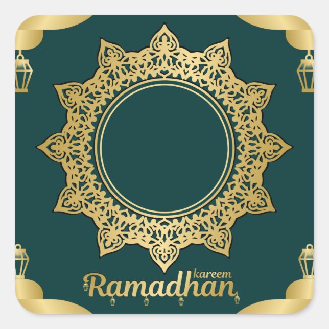Pegatina Cuadrada Pegatinas de Ramadan Kareem (Anverso)