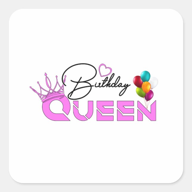 Pegatina Cuadrada Pegatinas de regalo de la reina de cumpleaños (Anverso)
