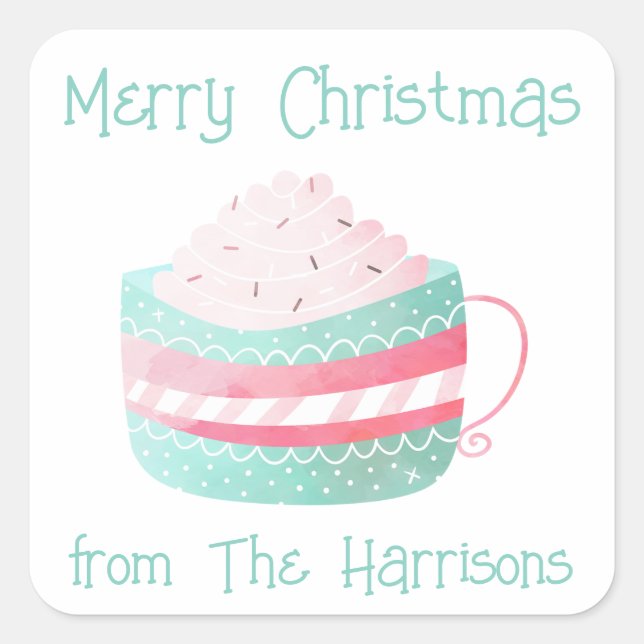 Pegatina Cuadrada Pegatinas de regalo de Navidades de chocolate cali (Anverso)