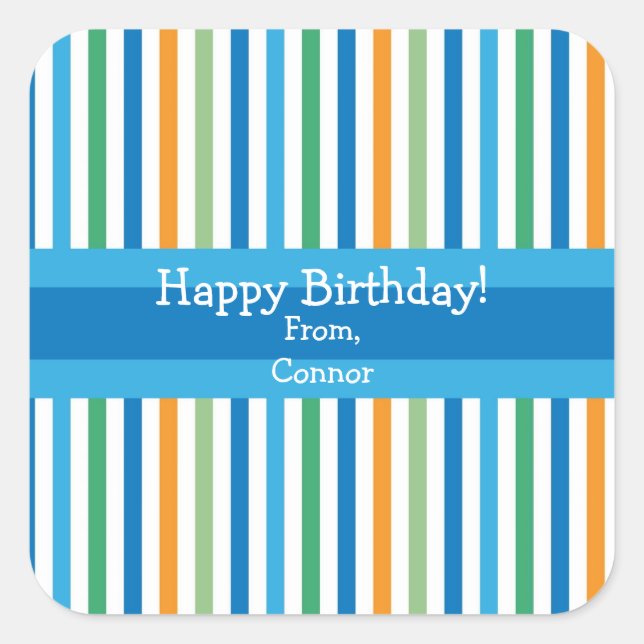 Pegatina Cuadrada Pegatinas de regalo personalizados de banda azul (Anverso)