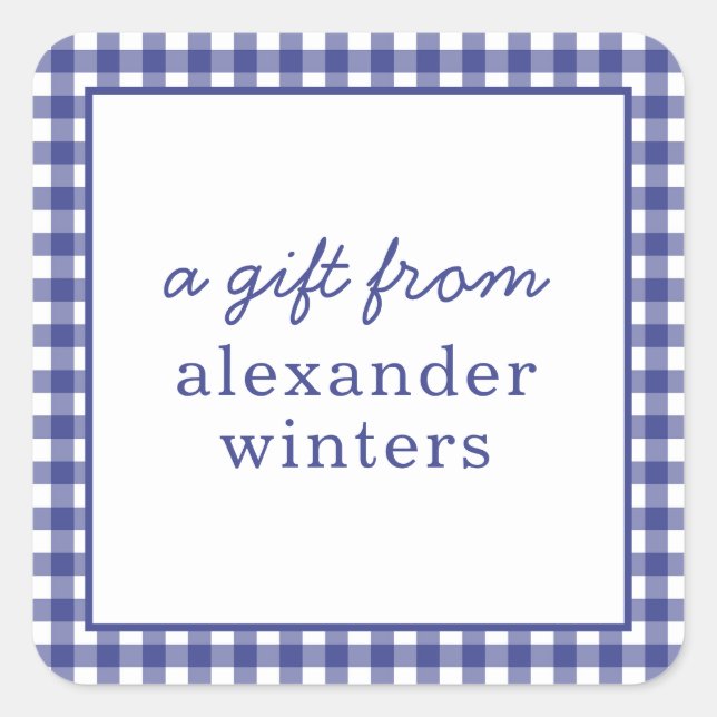 Pegatina Cuadrada Pegatinas de regalo personalizados de Gingham (Anverso)