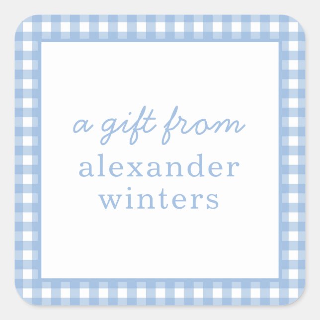 Pegatina Cuadrada Pegatinas de regalo personalizados de Gingham (Anverso)