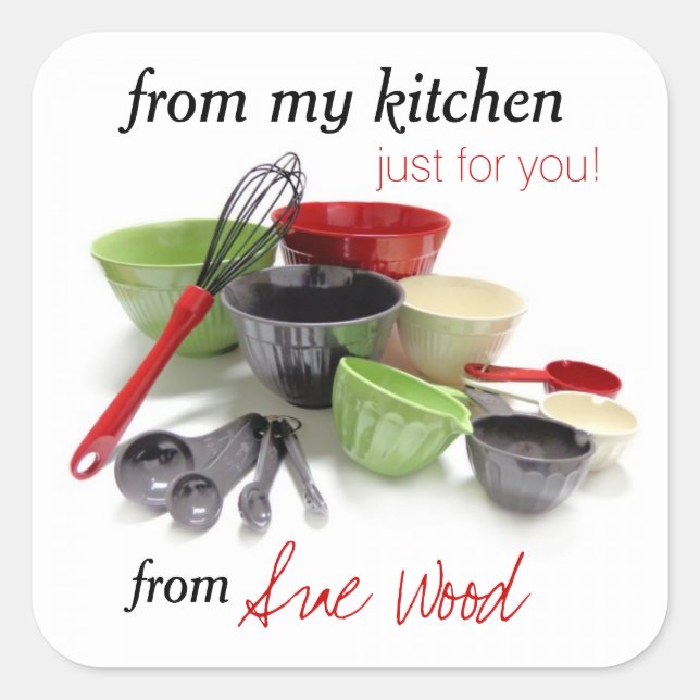 Pegatina Cuadrada Pegatinas de regalos de cocina Personalizado, níti (Anverso)