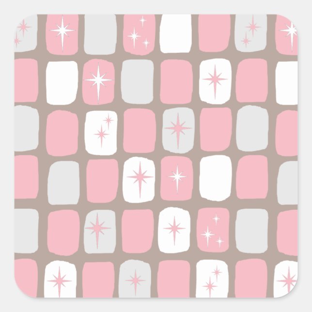 Pegatina Cuadrada Pegatinas de Retro Pink Starburns Square (Anverso)