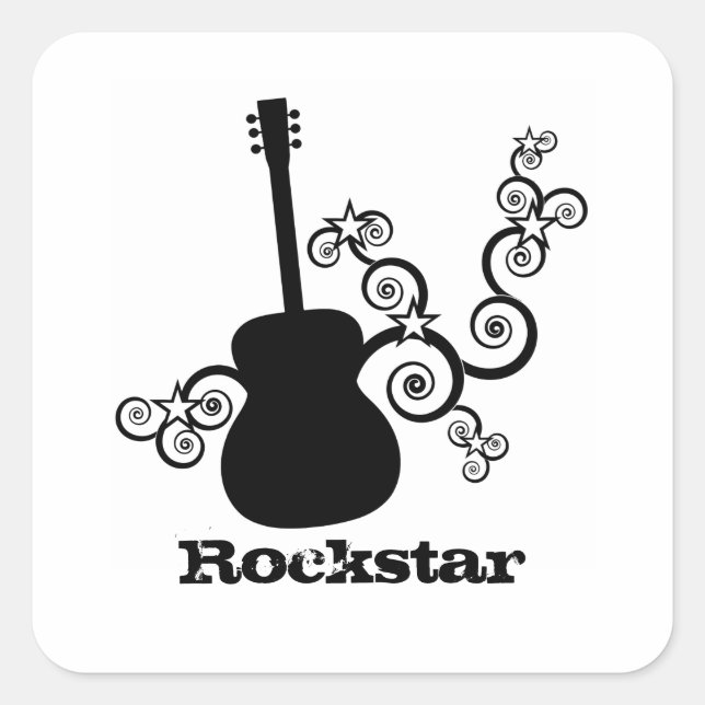 Pegatina Cuadrada Pegatinas de Rockstar Guitar Square (Anverso)