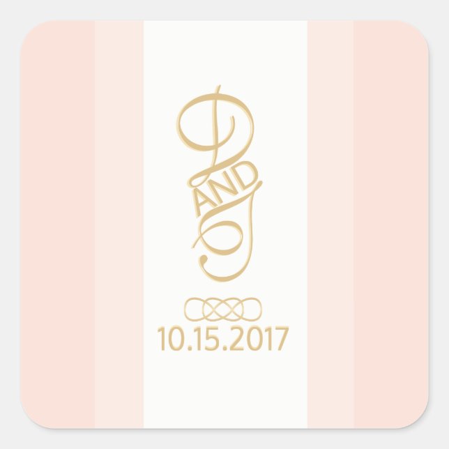 Pegatina Cuadrada Pegatinas de Rubor y Gold Rounding Square (Anverso)