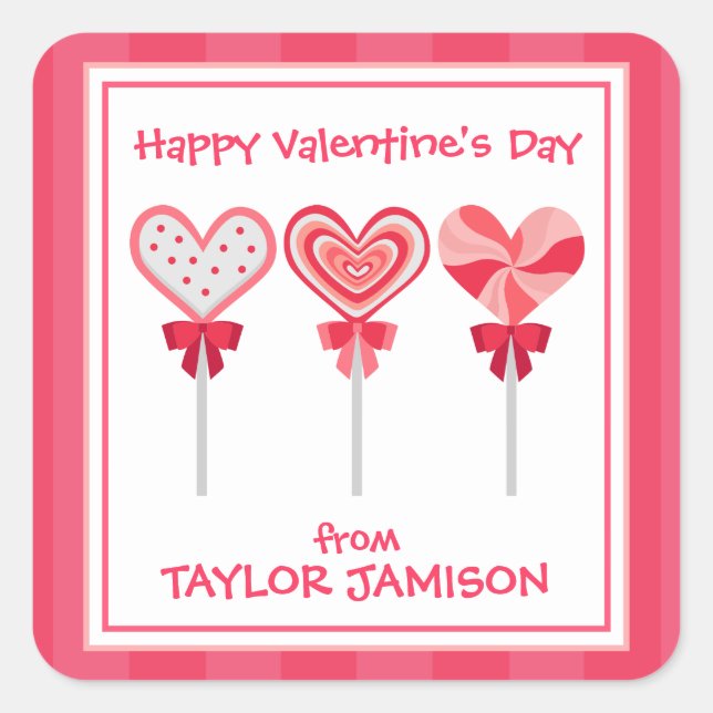 Pegatina Cuadrada Pegatinas de San Valentín personalizados por latig (Anverso)