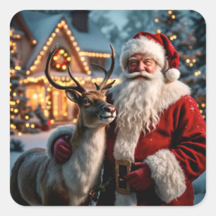 Pegatina Cuadrada Pegatinas de Santa Claus